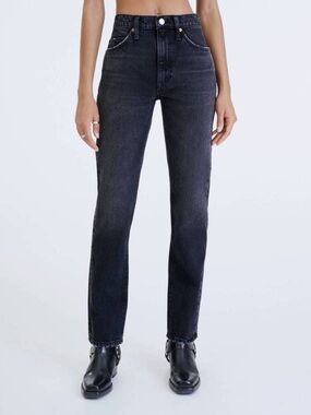 Re/Done High Rise 70s Straight Jean in Broken In Black